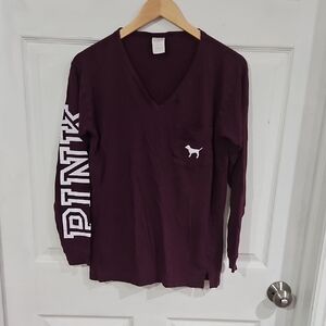 Victoria's Secret Long Sleeve Tee - Purple with White Accents